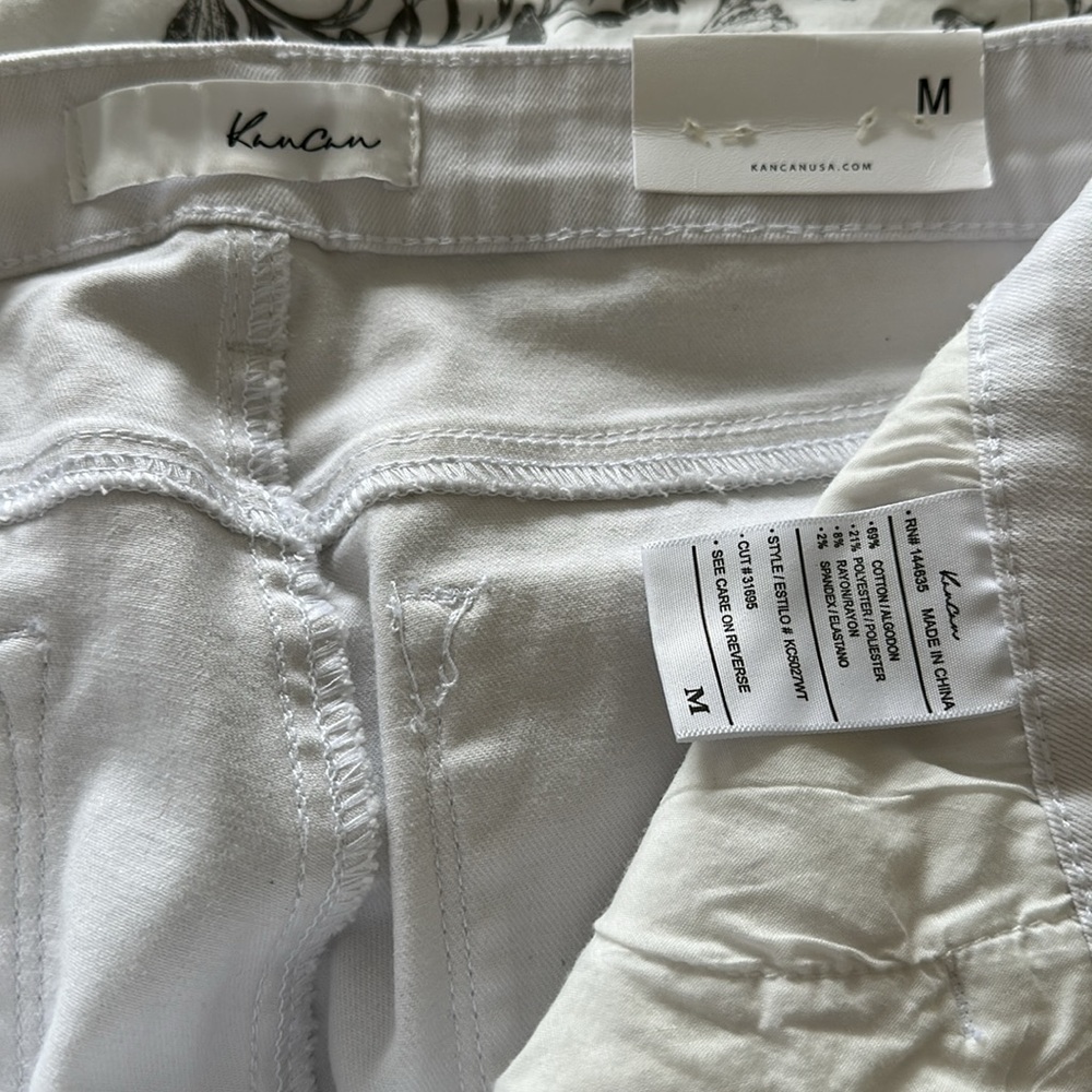 KANCAN white shorts modesty distressed sewn cuff mid rise Zip front NWT - Picture 9 of 9
